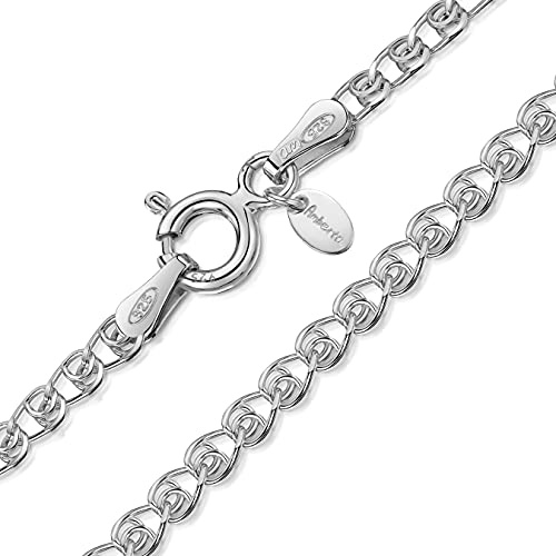 Amberta Cadena para Niños en Plata de Ley 925 (Longitud 36 cm): Corazón Plata 2.3 mm