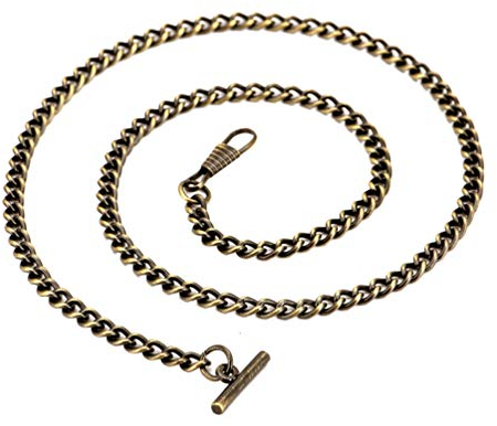 Hemobllo 65 cm Taschenuhr Ketten Metall Vintage T-Bar Schnalle Jeans Gürtel Ketten Geldbörse Ketten für Männer Frauen Kleidung Dekoration (Bronze)