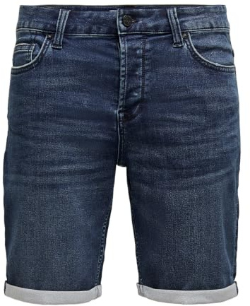 Only & Sons Pantaloncini da Uomo in Jeans, Blu Denim, L