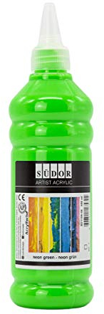 SÜDOR Acrylfarbe 500 ml – Geeignet für Acryl-Pouring. Hochpigmentierte Künstler-Malfarbe zum Bemalen auf Holz, Leinwand, Stein, Papier, Stoff & Metall. Vegan (Neon Grün)