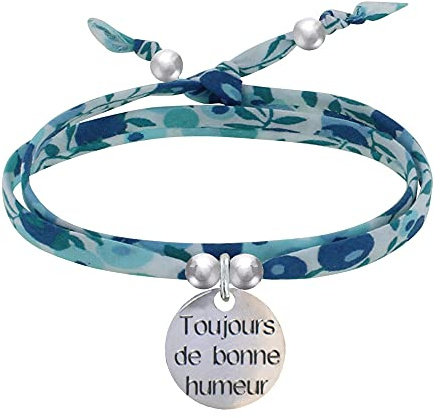 Schmuck Les Poulettes - Link Liberty Double Link armband och medalj Alltid i gott humör silver e silver, colore: turkos, cod. SDU-BRA-05-03-1216