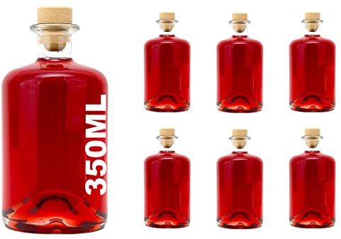 casavetro Lot de 6 bouteilles en verre, vides, 350 ml, avec bouchon, pour l'eau, le vin, le vinaigre, l’huile, à remplir, 0,35 l