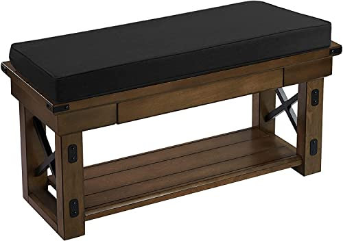 Brillars 2 Seater Bench Cushion 108x45x6cm Thick Bench Pad Mat Garden Patio Seat Cushion Soft Seat Pad for Garden Furniture Chair Cushion Indoors Outdoors, Only Cushion (Black)