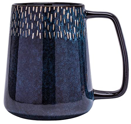 Tsreinh Extra Large Ceramic Coffee Mug,24 Oz,Oversized Tea Cup for Home and Office,With Big Handle,Dishwasher and Microwave Safe (24 Oz Blue with Star)