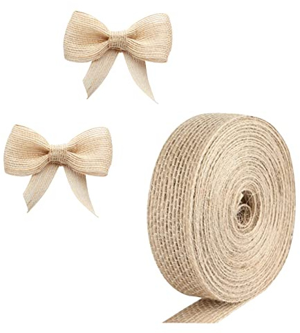 Jute Ribbon,Natural Jute Burlap Ribbon Rolls,Linen Ribbon,2cm*5m/1Rolls | Linen Ribbon 2cm Wide Brown RibbonRoll for Florist,Crafts,Gift Wrapping,DIY Sewing,Rustic Wedding Decor