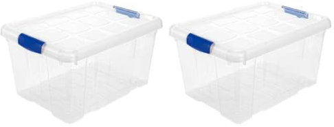 AC - Pack de 2 Cajas de ordenación de plástico Transparente N.º 1. Contenedor para almacenar Juguetes, Libros, Ropa, Mantas. Capacidad 16 litros. Dimensiones Aprox.: 39,6 x 29,6 x 21,5 cm