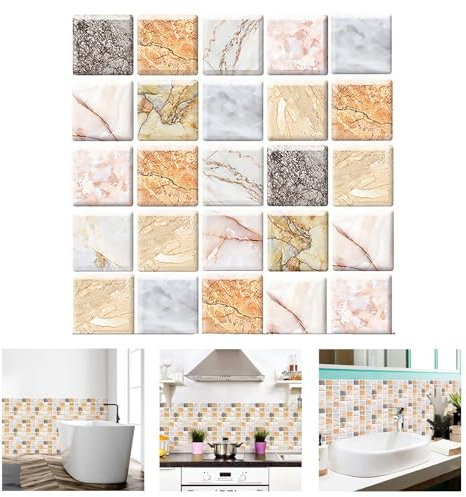 HAILM Ziegel Tapete 30x30cm 20Pcs 3D Wandpaneele wasserdichte PVC Selbstklebende DIY Wandaufkleber, Panel Wandfliesen für Schlafzimmer/Küche/Wohnzimmer/Bad/Wohnkultur