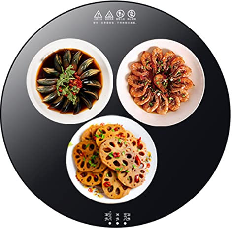 ZAJCI Bandeja Calentadora De Alimentos Y Platos, Bandeja Calentadora Eléctrica Placa Caliente Redonda Mantiene Los Alimentos Calientes Control De Temperatura Ajustable Buffets Fiesta