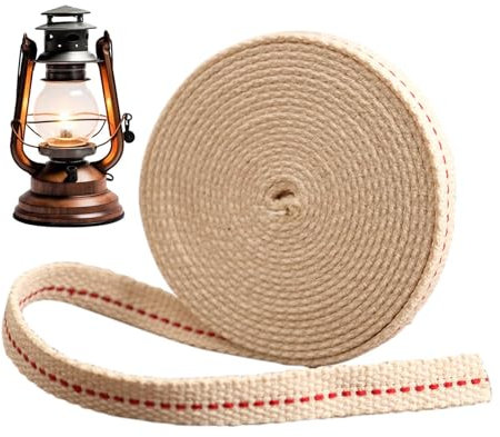 POHOVE 6 m di cotone, stoppino per lampada, 1,1 cm di stoppino a olio, stoppino piatto in cotone, stoppino per lampada a petrolio, stoppini di ricambio per lampada a petrolio, olio bruciatore