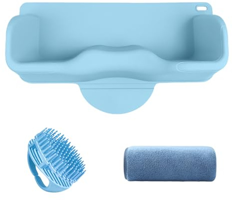 Portable Hair Wash Basin for Kids and Teens,Tear-Free Shampoo Bowl with Neck Support for Sink or Bathtub,Stress-Free Hair Washing (Blue)
