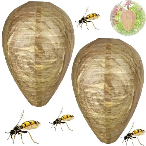 2 Stück Wespennest Attrappe,Wespennest Attrappe Wetterfest,Hornissennest Attrappe,Präventiv Gegen Wasp,Präventiv Gegen Den Neubau Von Wespennestern,Fur Balkon/Garten Outdoor