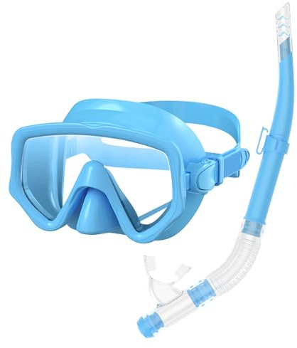 Set de esnórquel para adultos, con máscara y esnórquel, antivaho y antifugas, juego de snorkel para buceo, talla única, color azul