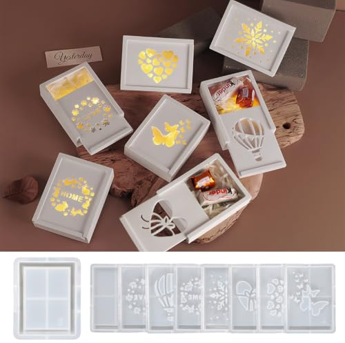 Silikonformen Gießformen Geschenkbox, 9 Stück Geldgeschenk Silikonform, DIY Gipsformen Mit Rillen, Gießform Silikon für Herbst Weihnachten Geldgeschenke Heimdekoration