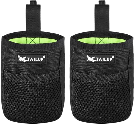 Lanjue 2 Pieces Small Dog Treat Bags, Black Dog Treat Pouch with Waist Belt Clip 600D Oxford Cloth Dog Walking Bag Treat Pouch for Dog Training