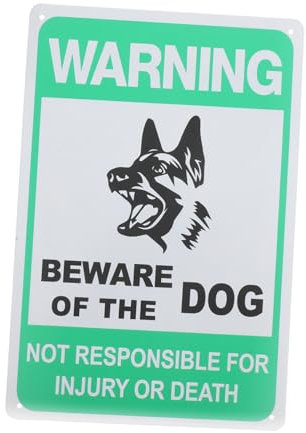 GARVALON Retro Metal Garden Sign Beware of Dog Warning Yard Wall Decoration, Fade Resistant Vintage Tin Plaque for Outdoor Fence and Patio