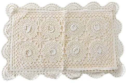 Federa decorativa per cuscino in 100% cotone all'uncinetto, 33 x 55,9 cm, fatta a mano, motivo floreale 3D, per divano, letto, divano, decorazione della casa