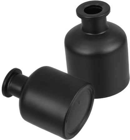 MOTHNUR Flacons Diffuseurs Rechargeables en Verre 50ml Lot De 2 Flacons Diffuseurs Vides Cylindriques Mats Noirs Compatible Huiles Essentielles pour Maison Bureau Décoration Élégante