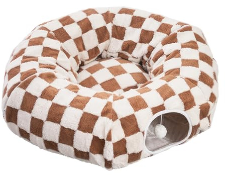 Tunnel de sommeil pour animaux de compagnie – Lit doux et lavable pour chat, nid de jeu rond amovible pour animaux | Grotte confortable pour chat, chien, chiot, lapin, petit Animal, lieu de couchage i