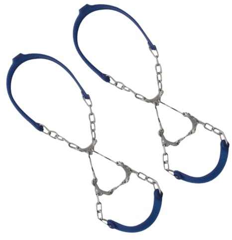 Garneck Crampones para Botas de Senderismo y Montaña, Cadenas Antideslizantes de Silicona Azul, 6 Púas Resistentes para Hombres y Mujeres, Tracción Segura para Exteriores y Nieve