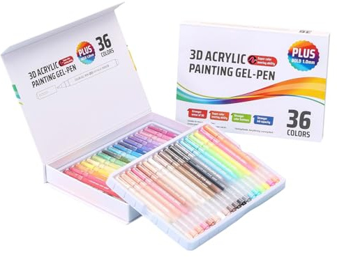 Penna gel acrilica 3D, punta liscia retrattile da 1 mm, 1 set, set di penne per pittura a gel, pennarelli da disegno in tessuto, uso versatile, per casa, scuola, artigianato, schizzi, diari, scrittura