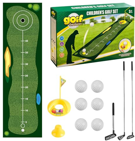 Generisch Minigolf Set, Kinder Golfspielzeug, Golf Putting Matte Golfschläger Bälle Und Putting Cup Mit Flagge, Geschenk Set Für Junge Mädchen
