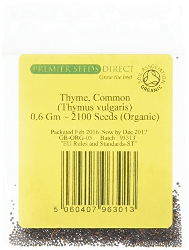 PREMIER SEEDS DIRECT - HERB - THYME - THYMUS VULGARIS - 0.6gm Approx 2000 SEEDS (ORGANIC)