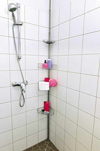 Colonne télescopique de douche ou de bain - 4 étagères - Jusqu'à 289 cm - Coloris GRIS