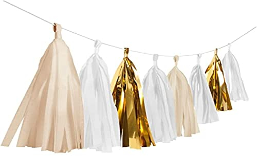 Amscan 9904616 - DIY Fransengirlande Gold Brush, Länge 3 m, Hängedekoration, Geburtstag, Mottoparty, Karneval