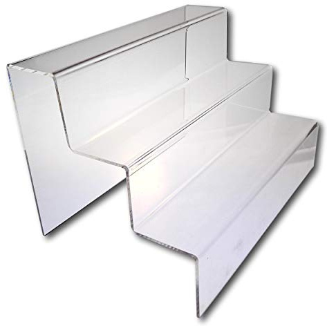 EPOSGEAR Three (3) Step Tier Clear or Coloured Acrylic Plastic Retail Riser Counter Display Plinth Stands - Perfect for Shops, Stalls, Ornaments, Models etc (Clear, Large Wide)