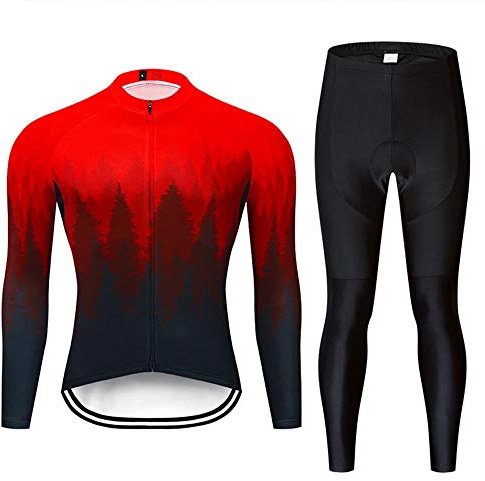 MOXILYN Men's Quick-Dry Cycling Jersey Set Road Bike Bicycle Shirt + Bib Pants with 9D Gel Padded MTB Riding Clothing kit