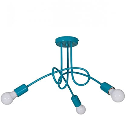 Light-Home Edison Deckenbeleuchtung Lampen Deckenlampen - Deckenlampe Industrial für Wohnzimmer Schlafzimmer und Esszimmer aus Metall - Pendelleuchte 3-Flammig - Türkis
