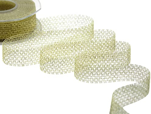 Furlanis - Rete Antares Lurex, Nastro per Decorazioni, Bomboniere, Pacchi Regalo - Oro, 28 mm x 25 m
