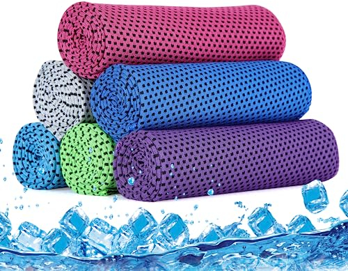 Meisax 5 Stück Kühlendes Handtuch, Kühlhandtuch Cool Towel, Sport Microfaser Handtücher, Atmungsaktives Kühlhandtuch, geeignet für Laufen, Tennis, Fitnessstudio