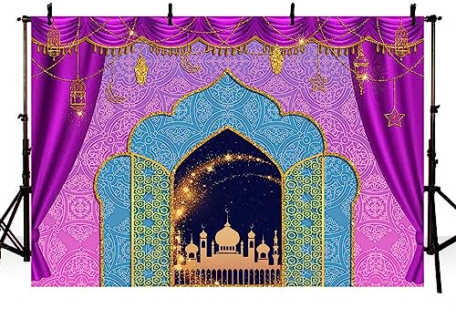MEHOFOND 2,1 x 1,5 m Arabian Nights fond pour la photographie princesse marocaine paillettes or portrait fond photo gâteau smash décoration fête bannière studio accessoires