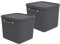 Rotho Maloja 2er-Set Aufbewahrungsbox mit Deckel 40l, Kunststoff, anthrazit, 40 (39.5 x 38.0 x 34.0 cm)