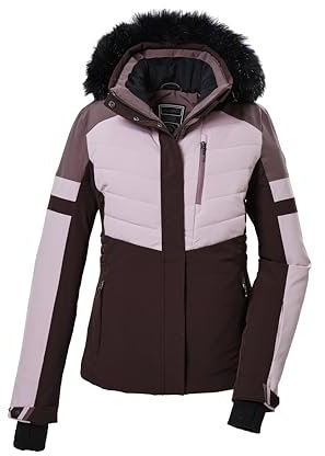 killtec Damen Skijacke/Funktionsjacke in Daunenoptik mit abzippbarer Kapuze und Schneefang KSW 101 WMN SKI QLTD JCKT, dunkelweinrot, 44, 42038-000