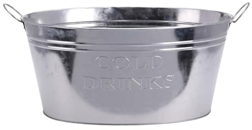 Getränkekühler Zinkwanne XL Cold Drinks Großer Sektkühler mit Henkel für Flaschen Gartenparty, Hochzeit