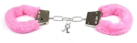 Manette di Metallo con Chiavi - Manette Finte Pelose Giocattolo - Colore (Rosa)