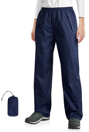 33,000ft Pantalon de pluie pour femme - Imperméable - Réfléchissant - Coupe-vent - Léger - Pour l'extérieur, le golf, la randonnée, la pêche, Bleu marine, 38