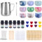 Kerzen Selber Machen Set,Kerzenherstellung Kit,DIY Kerzenherstellung Set ,Duftkerze Geschenke mit 480 g Wachs, 9 Kerzendosen, 100 Kerzendochten, 112 Dochtaufklebern, 6 ätherischen Ölen, 8 Farbblöcken
