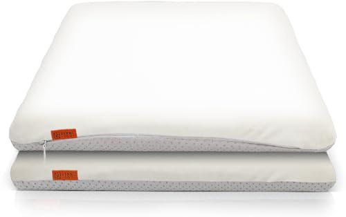 Cuscino Sedia Quadrato 40x40 cm Set da 2 – Memory Foam Rigido per Cucina, Sala da Pranzo & Ufficio – Stabile & Antiscivolo – Non Si Deforma – Fodera Lavabile – OEKO-TEX Standard 100 Certificato