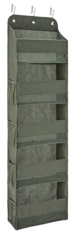 Amazon Basics 5 Tier Over the Door Hanging Shoe Organizer, Large Capacity, Space Saving, 6.4 x 54.5 x 14.9 in, Dark Grey
