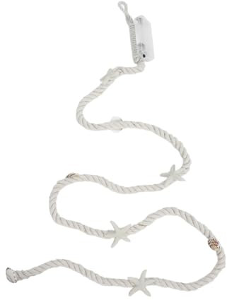 Amosfun Lichterkette mit Seesternen und Muscheln aus Baumwollseil LED Festbeleuchtung für Wohnzimmer und Kinderzimmer Maritime Dekoration für Geburtstagsfeier und Festtagsbeleuchtung