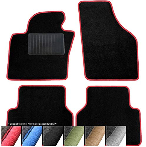 moto-MOLTICO Fußmatten Auto - Velours Autoteppiche passend für BMW 3 Serie F30/F31 X-Drive 2012-2019 - 4-teiliges Set - Schwarze Automatten mit Roten Ziernähten