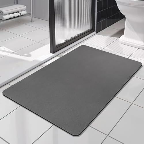 SOLIC Tappetino da Bagno Assorbenti, Tappeto Bagno Antiscivolo, Antiscivolo Lavabile Morbido in Microfibra Tappeto da ad Asciugatura Rapida Tappetino per Doccia e Ingresso (Grigio Scuro, 40x60cm)