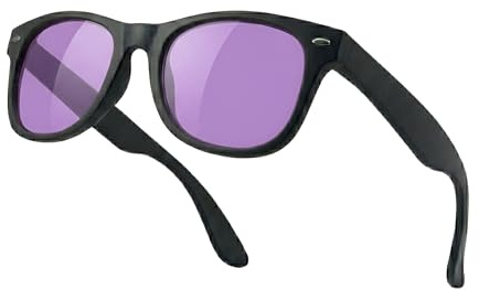 Komonee Black Drifter Sunglasses with Purple Lens UV400 Protection Classic Style Retro Sun Shades Eye Glasses Unisex For Men Women Golf Cycling Sports Fishing Travel – Lightweight Frame Daily Wear