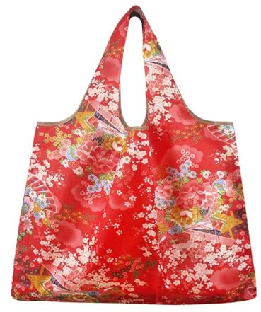 YQWENDMA Eco-friendly portable foldable shopping bag oxford cloth Largeredpavilionflower