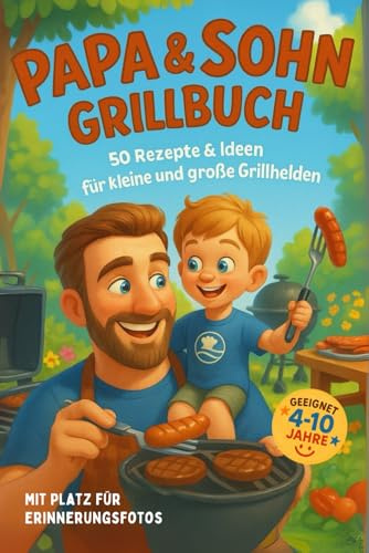 Papa & Sohn Grillbuch: 50 einfache Grillrezepte mit Mitmachspaß & Erinnerungsseiten – Für Jungs von 4–10 Jahren – Kochbuch, Ausfüllbuch & Erlebnisalbum