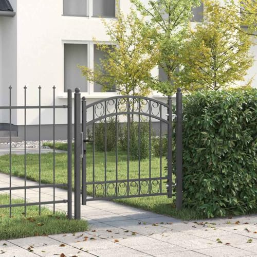 Clôture sans terrassement avec panneaux de portail,Porte de Clôture Gris 100 x 100 cm Acier peint par poudre,Barriere de Securite Chien pour Escaliers, Couloirs, Intérieur et Extérieur