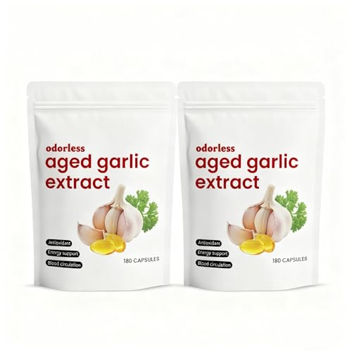 Ekologisk lagrad vitlöksextrakt | Energi och cirkulation, immunstöd | Luktfri, icke-GMO, glutenfri | 180 Räkna,2pcs